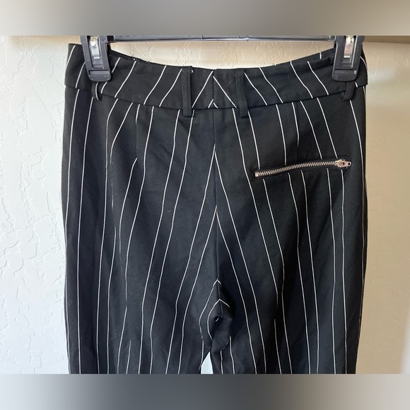 I.AM.GIA. | Black Pinstripe High Waist, Wide Leg Cropped Trouser Pants••Academia - Picture 7 of 16